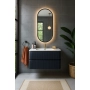 Lustro VELVET OVAL – Owalne Lustro w Matowej Czarnej Ramie MDF z podświetleniem LED do Sypialni, Przedpokoju i Salonu Biura